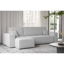 kaiser möbel Ecksofa mit schlaffunktion und bettkasten, Ecksofa L-Form, Eckcouch L-Form BEST stoff Abriamo Links Hellgrau - Hellgrau