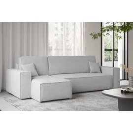kaiser möbel Ecksofa mit schlaffunktion und bettkasten, Ecksofa L-Form, Eckcouch L-Form BEST stoff Abriamo Links Hellgrau - Hellgrau