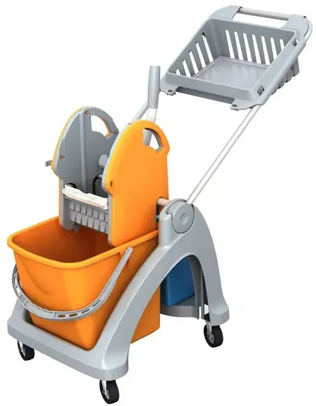 AquaSplast Einfachfahreimer 1.25 K TS orange blau inkl. 20 L Eimer, 6 L Eimer, Presse, Deichsel, Korbeinsatz
