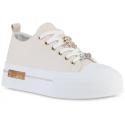 Damen Plateau Sneaker in Beige