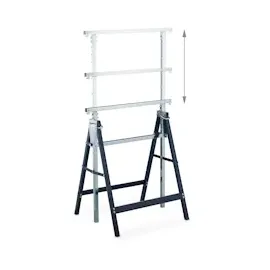 Relaxdays Gerüstbock, 2er Set, 7-fach höhenverstellbar, 200 kg belastbar, klappbar, Unterstellbock, Stahl, blau-silber