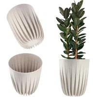 Kadax Blumentopf aus Kunststoff mit Naturmaterialien, 30 cm, Weiß