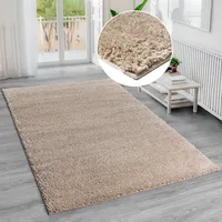 Bruno Banani Hochflor-Teppich BRUNO BANANI "Shaggy Soft" Gr. 1, beige, B:60cm H:30mm L:90cm, Kunstfaser, Teppiche, gewebt, Uni Farben, besonders weich und kuschelig, Kundenliebling