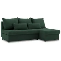 Ecksofa mit Schlaffunktion, Eckcouch mit Bettkasten VENEZIA, Cord - Flaschengrün - dunkelgrün/Grün