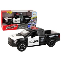 LEAN Toys Spielzeug-Auto Fahrzeug Polizei Polizeiauto Spielzeug Fahrzeug Sound Lichter Auto schwarz
