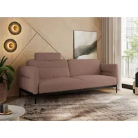 MKS MÖBEL Sofa SALENTO, Komfortschaum, mobile Kopfstütze, loses Kissen, Schlaffunktion, Schlafsofa, Couch, Taschenfedern, Metallstruktur rosa