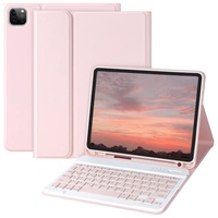 aMZCaSE Tastatur Hülle für iPad Air 5. und 4. Gen 10,9" 2022/2020, iPad Pro 11" Tastatur Hülle 2022/2021/2020/2018, Abnehmbare Bluetooth-Tastatur mit Stifthalter für iPad 11" 1./2./3. Gen,Rosa