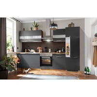 Kochstation Küche »KS-Luhe«, 300 cm breit, wahlweise mit oder ohne E-Geräten, gefräste MDF-Fronten, grau