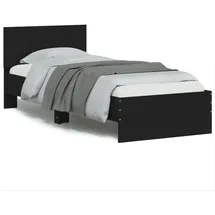vidaXL Bettgestell mit Kopfteil und LED-Leuchten Schwarz 90x200 cm