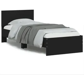 vidaXL Bettgestell mit Kopfteil und LED-Leuchten Schwarz 90x200 cm