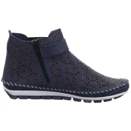 Gemini Damen Stiefelette Leder Cutouts floral Muster 382019-19, Größe:38 EU, Farbe:Blau - Blau - 38