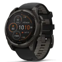 Garmin fenix 8 AMOLED 47 mm sapphire, schwarz / carbongrau DLC Titan mit QuickFit Silikon-Armband 22 mm
