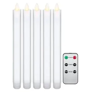 LED-Echtwachs-Stabkerzen inkl. Fernbedienung 5 St. weiß