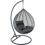 Estexo Polyrattan Hängesessel Hängekorb mit Gestell Rattan Hängestuhl Sessel Anthrazit