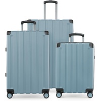 Hauptstadtkoffer Q-Damm - 3er Kofferset - Handgepäckskoffer 54 cm, mittelgroßer Koffer 68 cm + großer Reisekoffer 78 cm, Hartschale ABS, TSA, Poolblau