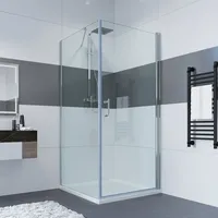IMPTS Duschkabine Eckeinstieg Dusche 180° Falttür Duschwand Duschabtrennung Glas