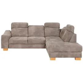 Home Affaire Ecksofa HOME AFFAIRE "Dundee L-Form", grau (grau, beige), B:263cm H:86cm T:219cm, Luxus-Microfaser Florence (100% Polyester), Sofas, Ecksofa, wahlweise mit Kopfteilverstellung und zusätzlich mit Bettfunktion