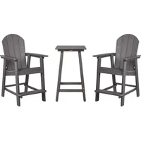 Beliani Balkonset Dunkelgrau Kunstholz 3-Teilig Quadratischer Balkontisch mit 2 Stühlen Muskoka Adirondack Stil Outdoor Terrasse Garten Ausstattung - Grau