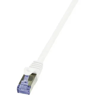 Logilink PrimeLine Cat.7 S/FTP 0.5m, 0,5 m Cat7, S/FTP (S-STP), RJ45 Netzwerkkabel, Patchkabel CAT 6a 0.50 Weiß vergoldete Steckkontakte, Flammwidrig, mit Rastnasenschutz