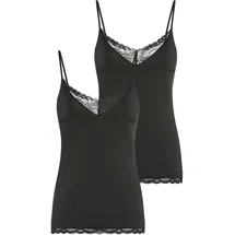 Ysabel Mora Spaghettitop YSABEL MORA, Damen, Gr. XL, schwarz, Mikrofaser, Obermaterial: 90% Polyamid, 10% Elasthan, figurbetont hüftlang, V-Ausschnitt, Tops, elastisch, Spitzeneinsatz, schmale Träger, femininer Stil