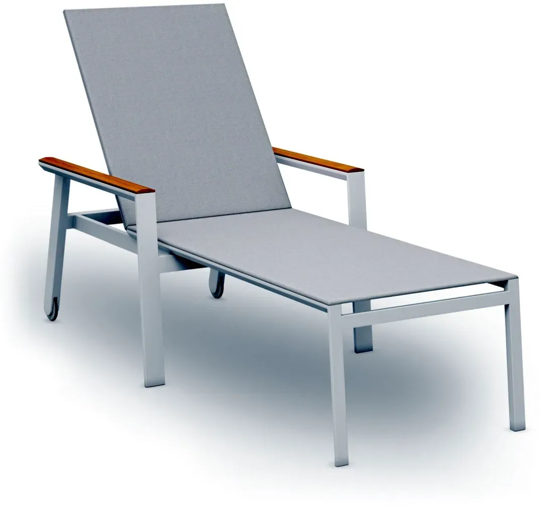 Sonnenliege Spa - 301 - weiß Armlehne Teak