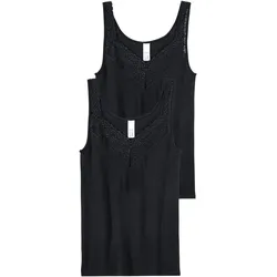 Achselhemd SPEIDEL "Natalie", Damen, Gr. 48, N-Gr, schwarz, Feinripp, Obermaterial: 100% Baumwolle, unifarben, bequem, tiefer V-Ausschnitt, Unterhemden, Baumwolle, eng, bequem, V-Ausschnitt, feminin, vielseitig