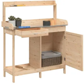 vidaXL Pflanztisch mit Schrank Braun 110,5 x 45 x 124,5 cm