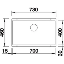 Blanco Subline 700-U links Einbauspüle Silgranit softweiß Handbetätigung 800 x 500 mm
