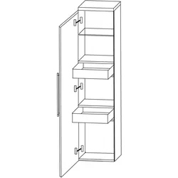 Puris b • brace Mittelschrank 40 x 30 x 130,8 cm mit 2 Innenschubkästen und 1 Tür, Anschlag links, Badmöbel,