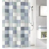 KLEINE WOLKE Duschvorhang Check 180 x 200 cm blau