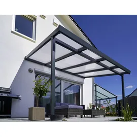 Gutta Terrassendach Premium 410 x 306 cm anthrazit / Acryl klima blue