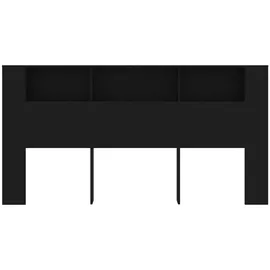 vidaXL Kopfteil mit Ablagen Schwarz 200x18,5x104,5 cm