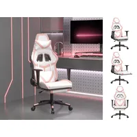 VidaXL Gaming-Stuhl mit Massage & Fußstütze Weiß & Rosa