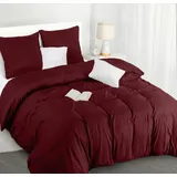 Utopia Bedding Bettwäsche 220x240 Set - Mikrofaser Bettbezug 240x220 cm + 2 Kissenbezüge 65x65 cm - Burgund