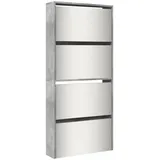 vidaXL Schuhschrank mit Spiegel 4 Fächer Betongrau 63x17x134 cm