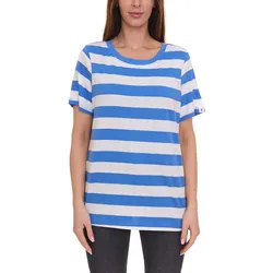 DELMAO Damen T-Shirt gestreiftes Rundhals-Shirt 63058126 Blau/Weiß