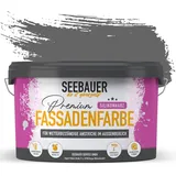 SEEBAUER diy Silikonharz-Fassadenfarbe Grau 5L für Außen (No. 236 Graphite Grey) Selbstreinigende Fassadenfarbe mit Lotuseffekt - Geeignet für Putz, Mauerwerk und Beton