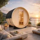 Dewello Fasssauna Gartensauna Außensauna Saunafass Outdoor Sauna Fichtenholz