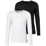 H.I.S. H.I.S Langarmshirt (Packung, 2er-Pack) Doppelpack Unterziehshirt aus Baumwoll-Mix schwarz|weiß M