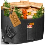 Kesser Brennholzkorb 60 l inkl. Arbeitshandschuhe Schwarz