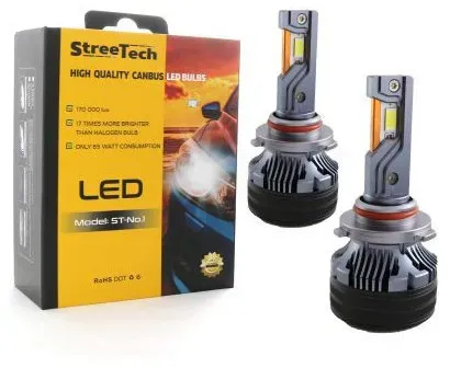 LED-Lampen - LED-System 9005 / HB3 Streetech Modell STN1 für Scheinwerfer - 170.000 Lux, 65 W - CAN-Bus 6000 K - 1700%
