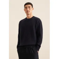 Strickpullover SEIDENSTICKER "Regular", Herren, Gr. XXL, blau (dunkelblau), 55% Wolle, 25% Modal, 20% Polyamid, Zopfmuster, Rundhals, Langarm, Pullover, Langarm Rundhals Zopfmuster