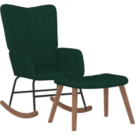 vidaXL Schaukelstuhl Modell 1 Samt 75 x 100 x 80 cm Dunkelgrün mit Hocker