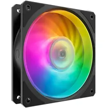 Cooler Master Mobius 140P ARGB Gehäuselüfter – 140mm ARG-Lüfter mit Ring-Blade-Design (PWM), Loop Dynamic Bearing System (max. 76,5 CFM, 2,3 mmH2O, 30 dBA), abgeschrägter Air-Focus-Rahmen, Schwarz