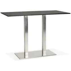Designer-Stehtisch, 160x80x100 cm, schwarze Holzplatte & gebürstetes Stahlgestell | Kadima Design