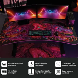 Arozzi Arena Gaming-Tisch Schwarz 160 x 82 cm