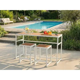 Beliani Gartenmöbel Set 3-tlg. Weiß/Braun