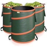 Gardebruk Gartenabfallsack 3x165 Liter 30 kg Belastbarkeit stabil robust abwaschbar Garten Pop up Rasensack Laubsack