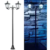 Royal Gardineer Solar Gartenlampe: Solar-LED-Gartenlaterne, 2 flammig, PIR- & Dämmerungssensor, 200 Lumen (Strassenlaterne, Laterne Bewegungsmelder, Lampe Bewegung)
