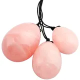 mookaitedecor Rosenquarz Yoni Eier Kegel Bälle Beckenbodentrainer Übungs-Set mit 3 Größen, Ben Wa Balls Massage Steine für die Übung der Beckenboden und Blase & Erholung die Postpartale Vagina